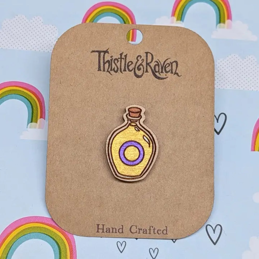 Pride Potion Bottle Wooden Pin - Intersex - Gifts