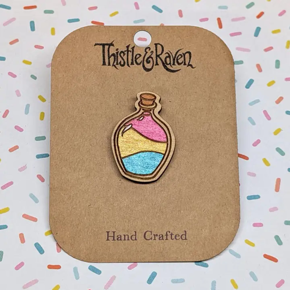Pride Potion Bottle Wooden Pin - Pansexual - Gifts