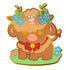 A charming brown enamel pin of a cartoon cow with a floral crown and red bow tie named Proud Cows Pride