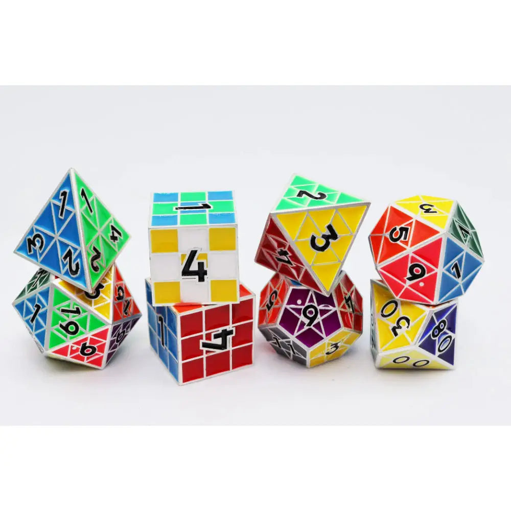 Puzzle Cube Metal Polyhedral (D&D) Dice Set (7) Dice & Dice Supplies Foam Brain Games   