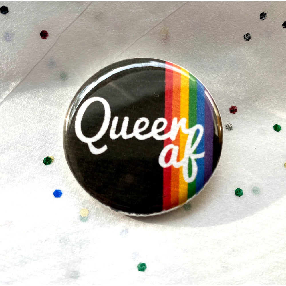 Queer AF Button - Rainbow - Gifts