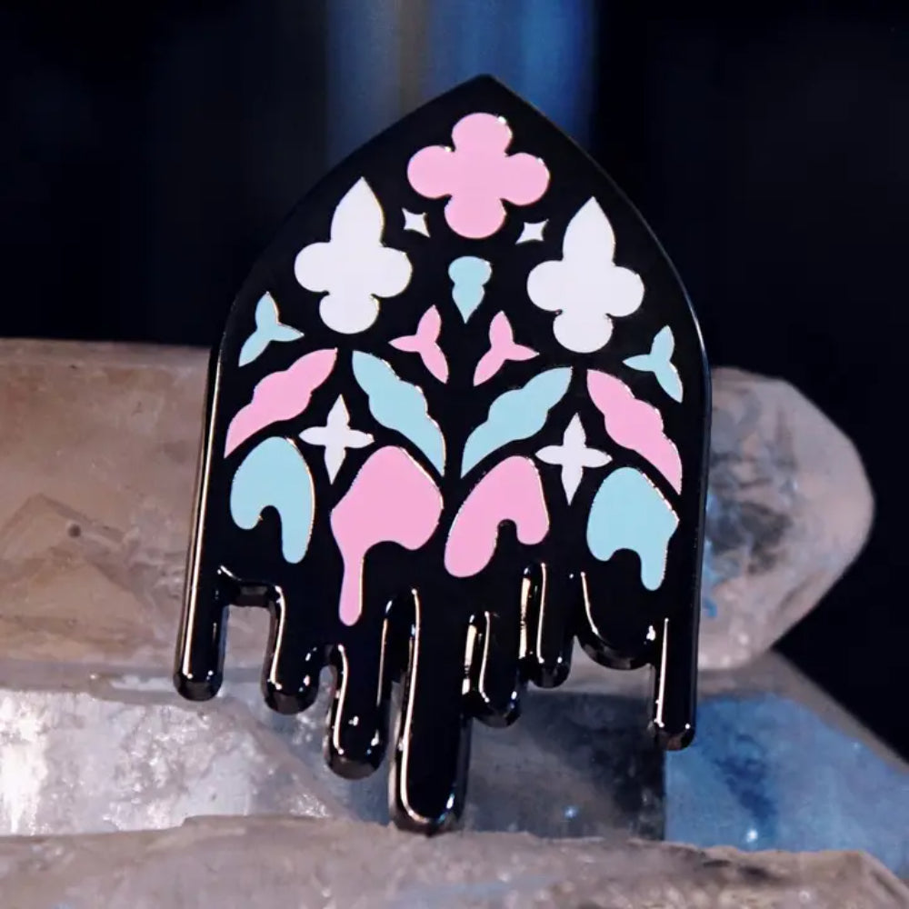 Queer Gothic Cathedral Window Pin - Trans - Gifts