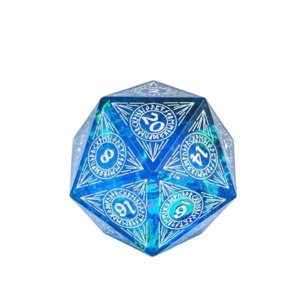 Radiant Sharp Edge 33mm D20 Die - Cobalt - Dice & Dice Supplies