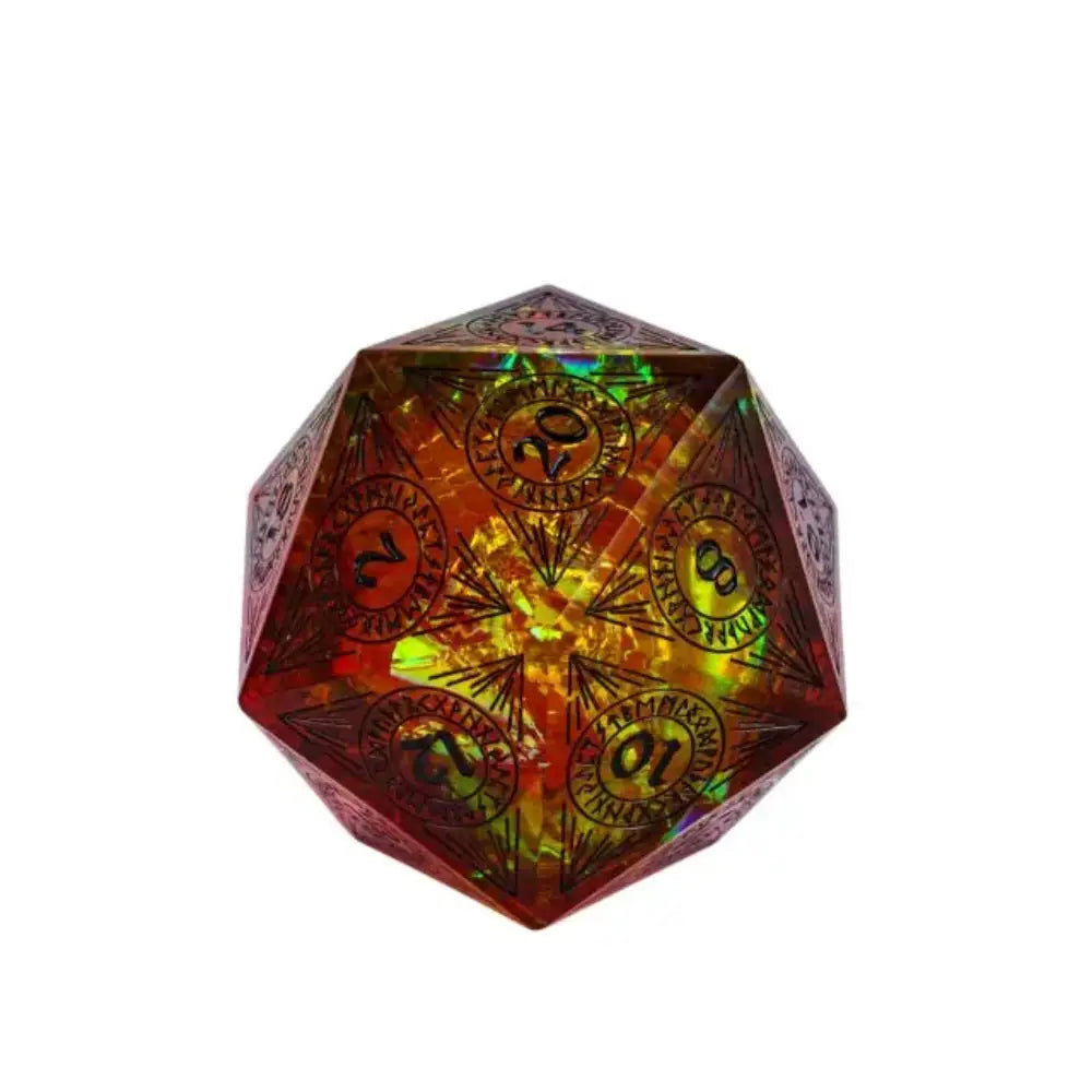 Radiant Sharp Edge 33mm D20 Die - Ember - Dice & Dice Supplies