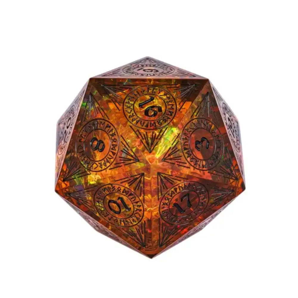 Radiant Sharp Edge 33mm D20 Die - Inferno - Dice & Dice Supplies