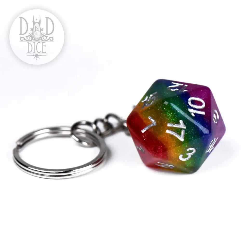 Rainbow D20 Keychain - Gifts