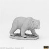 Gray plastic bear figurine with textured fur and detailed features standing on matching base from Reaper Bones Black Cave Bear
