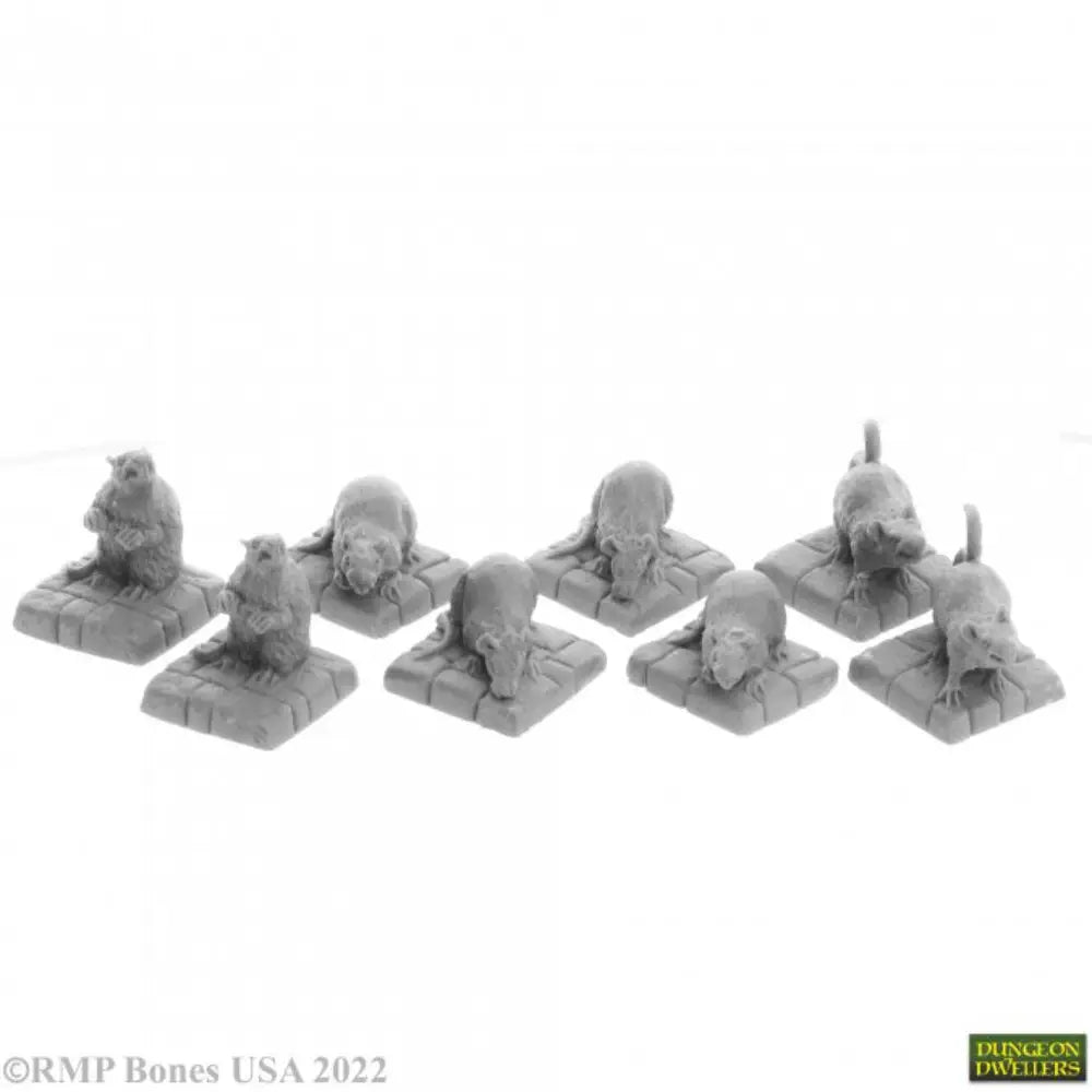 Reaper Dungeon Dwellers: Bones USA Dire Rats (8) - RPG Miniatures