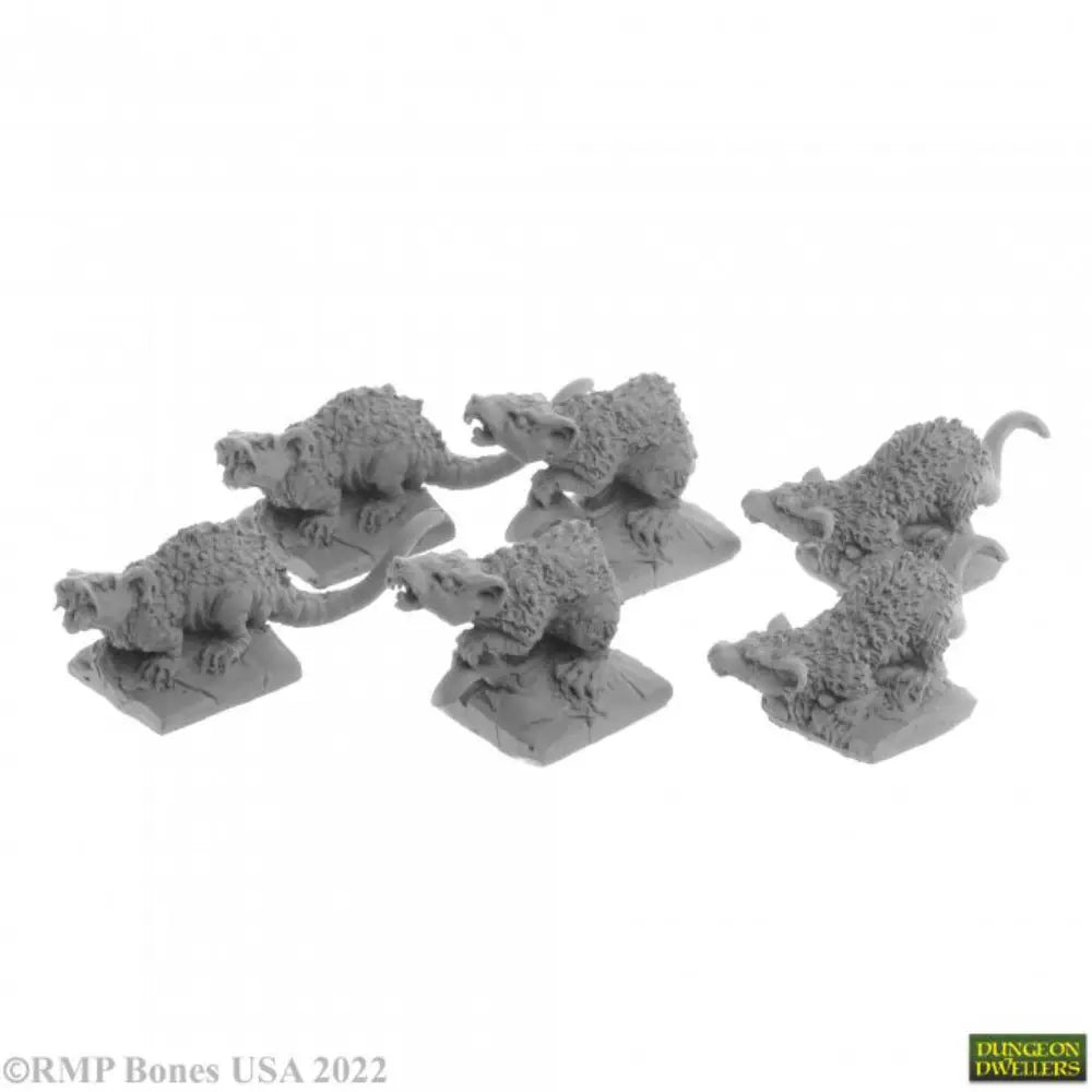 Reaper Dungeon Dwellers: Bones USA Giant Tomb Rats (6) - Roleplaying Games