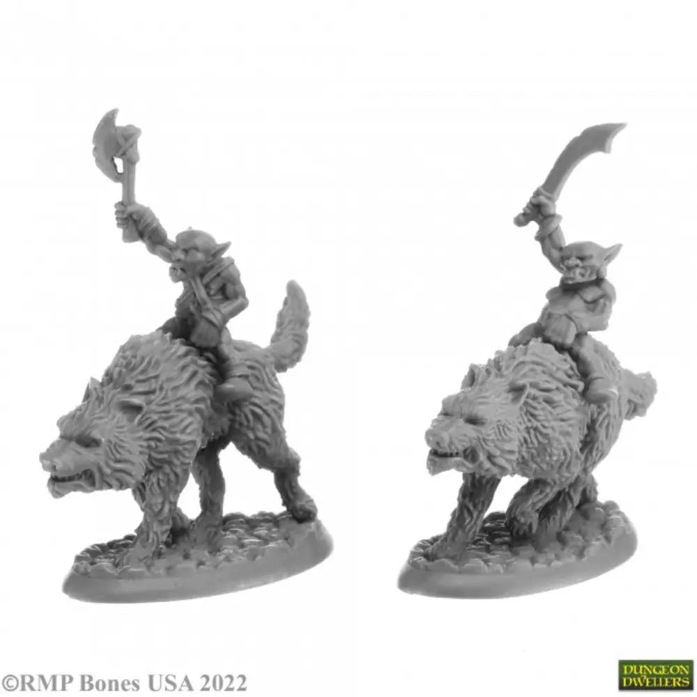 Reaper Dungeon Dwellers: Bones USA Goblin Wolfriders (2) RPG Miniatures Reaper   