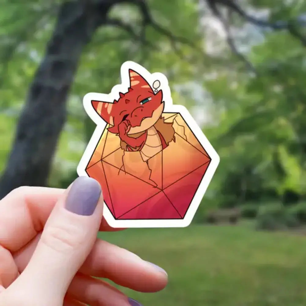 Red Dragon Hatchling D20 Sticker - Gifts