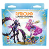 Blue and gold packaged riftbound league of legends trading card game showdown decks featuring evelynn and seraphine characters