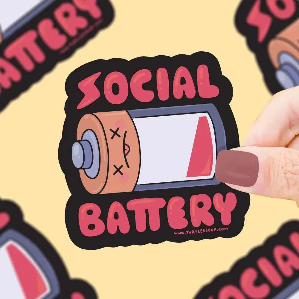 Social Battery Empty Introvert Sticker - Toys & Gifts