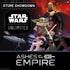 Star wars unlimited promotional graphic featuring ashes of the empire characters against a cosmic backdrop for store showdown event