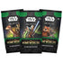 Star wars unlimited homeworlds 16-card booster packs with vibrant green and black packaging featuring droid ewoks and lightsaber warrior