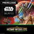 Star wars unlimited homeworlds prerelease card featuring a dynamic illustration of general grievous ewoks and other characters in action