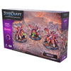Starcraft miniatures game zerg pack roach featuring six detailed purple and black painted miniatures on circular bases