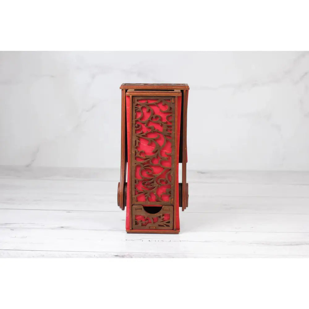 Talon & Claw Collapsible Wooden Filigreed Dice Tower - Red - Dice & Dice Supplies