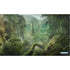 The forest by Jason Engle playmat features a moss-covered stone head sculpture amid dense green jungle foliage