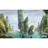 The Island by Jason Engle playmat features a serene fantasy landscape with moss-covered rocks and turquoise waters