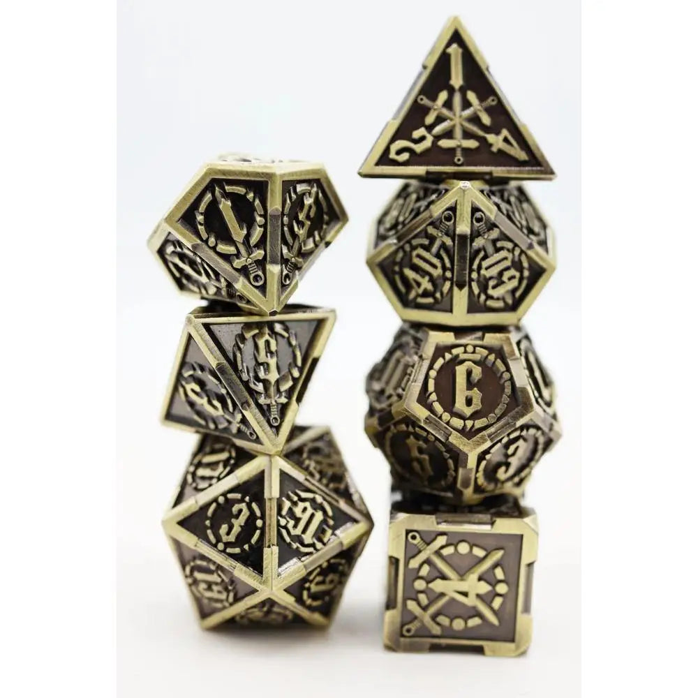 Timeworn Sword Metal Polyhedral (D&D) Dice Set (7) Dice & Dice Supplies Foam Brain Games   