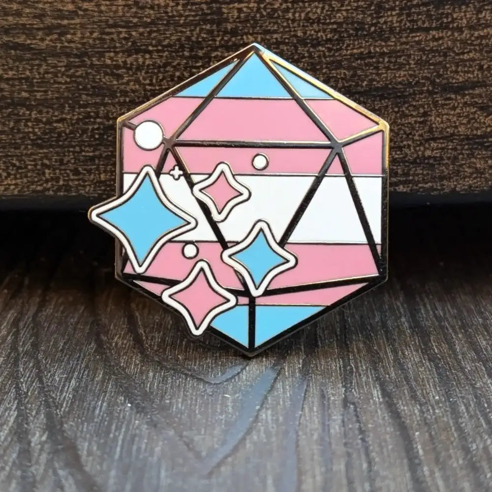 Trans Pride D20 with Sparkles Pin - Gifts