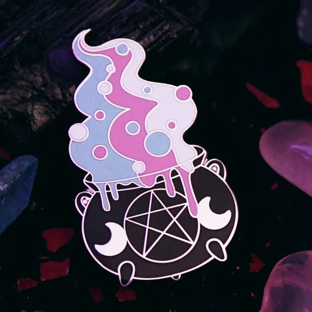 Trans Witch Cauldron Enamel Pin - Gifts