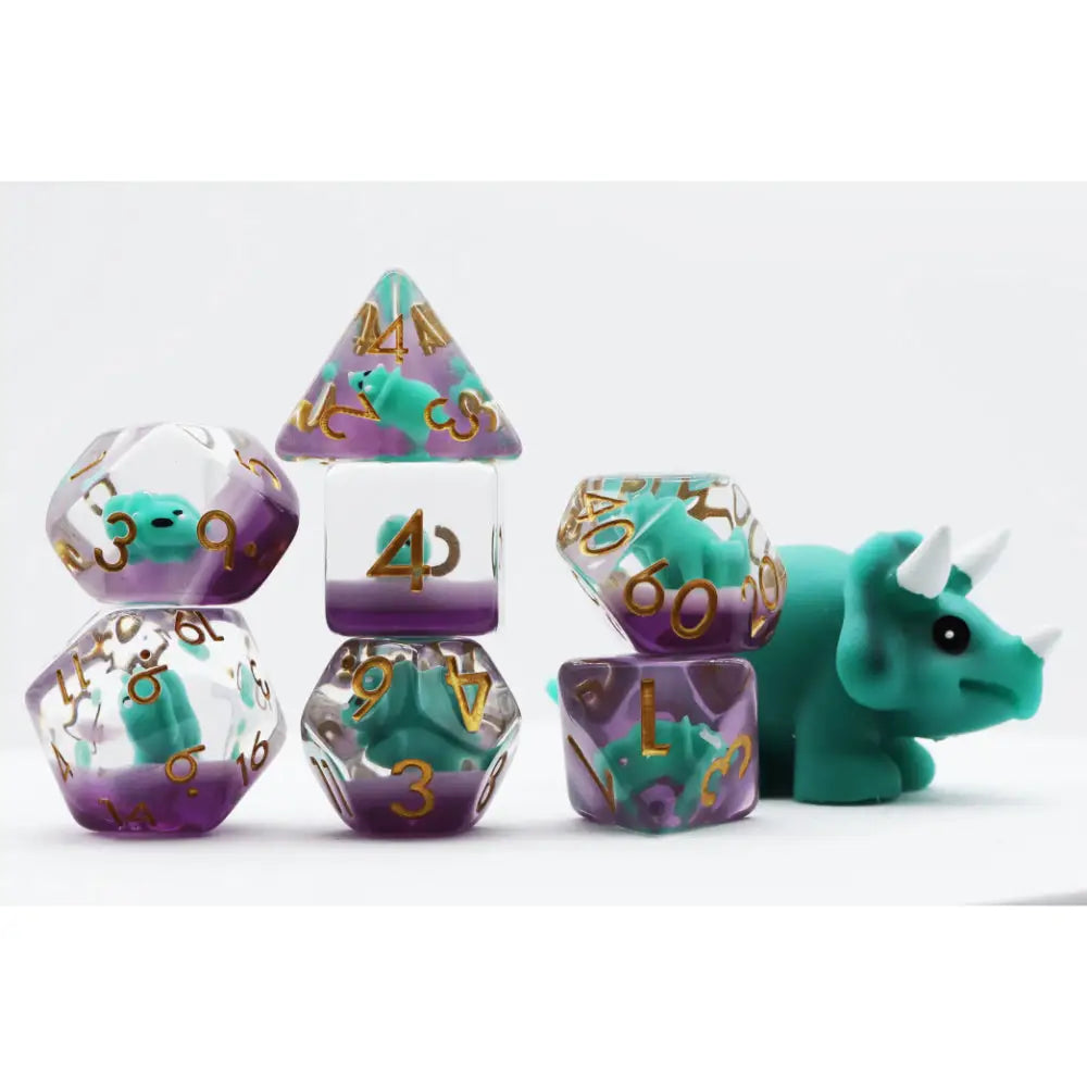 Triceratops Polyhedral (D&D) Dice Set (7) Dice & Dice Supplies Foam Brain Games   