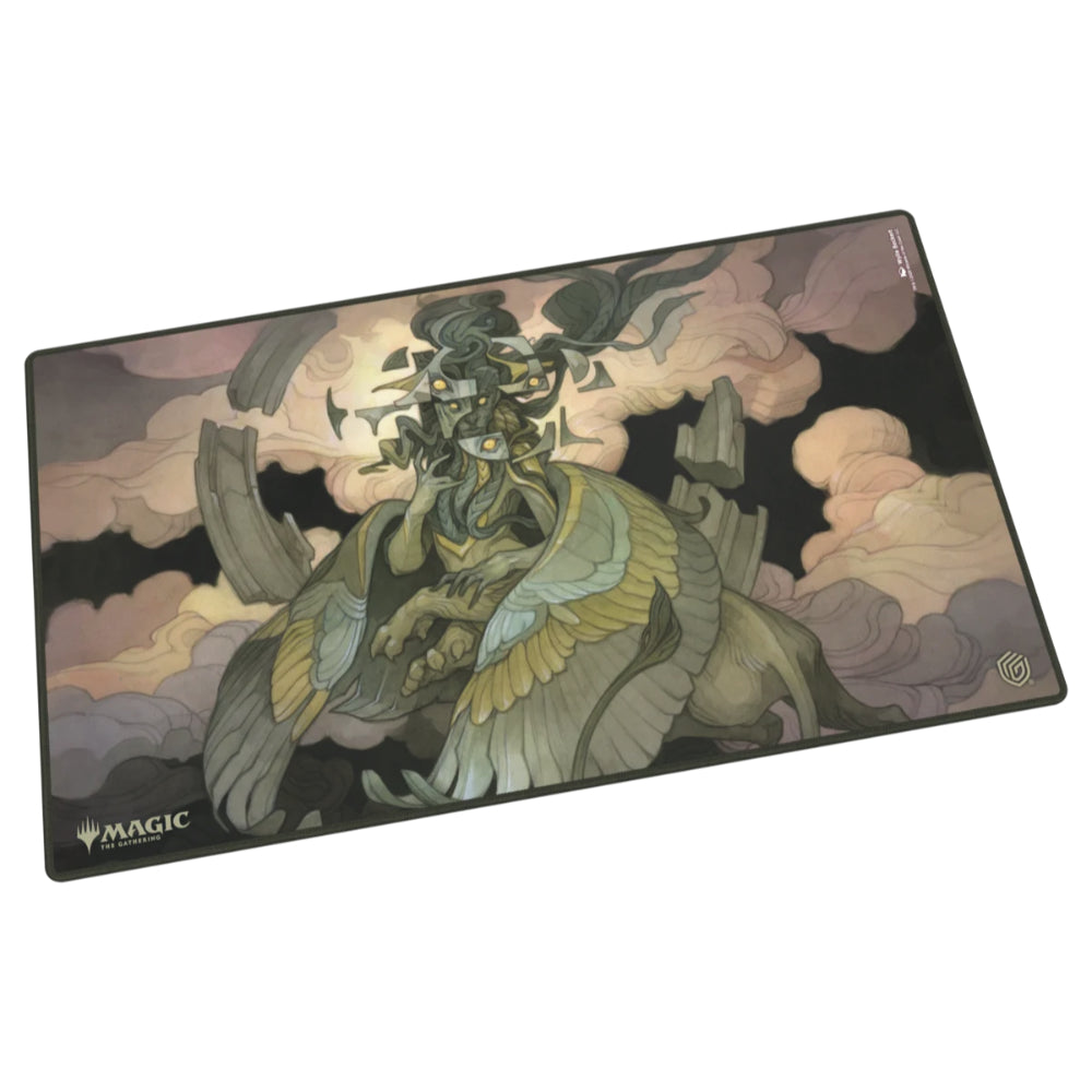 Rectangular Ultimate Guard Playmat Reality Fracture featuring winged armored creature in muted greens and grays with black borders