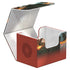 Red and black ultimate guard sidewinder 100 plus reality fracture card storage box with textured surface and embossed logo