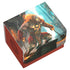 Red leather-like Ultimate Guard Sidewinder 100+ card holder featuring fiery armored warrior wielding chains illustration