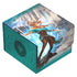 Teal and black leather-bound cube deck box featuring tam beleren with lightning effects for card storage