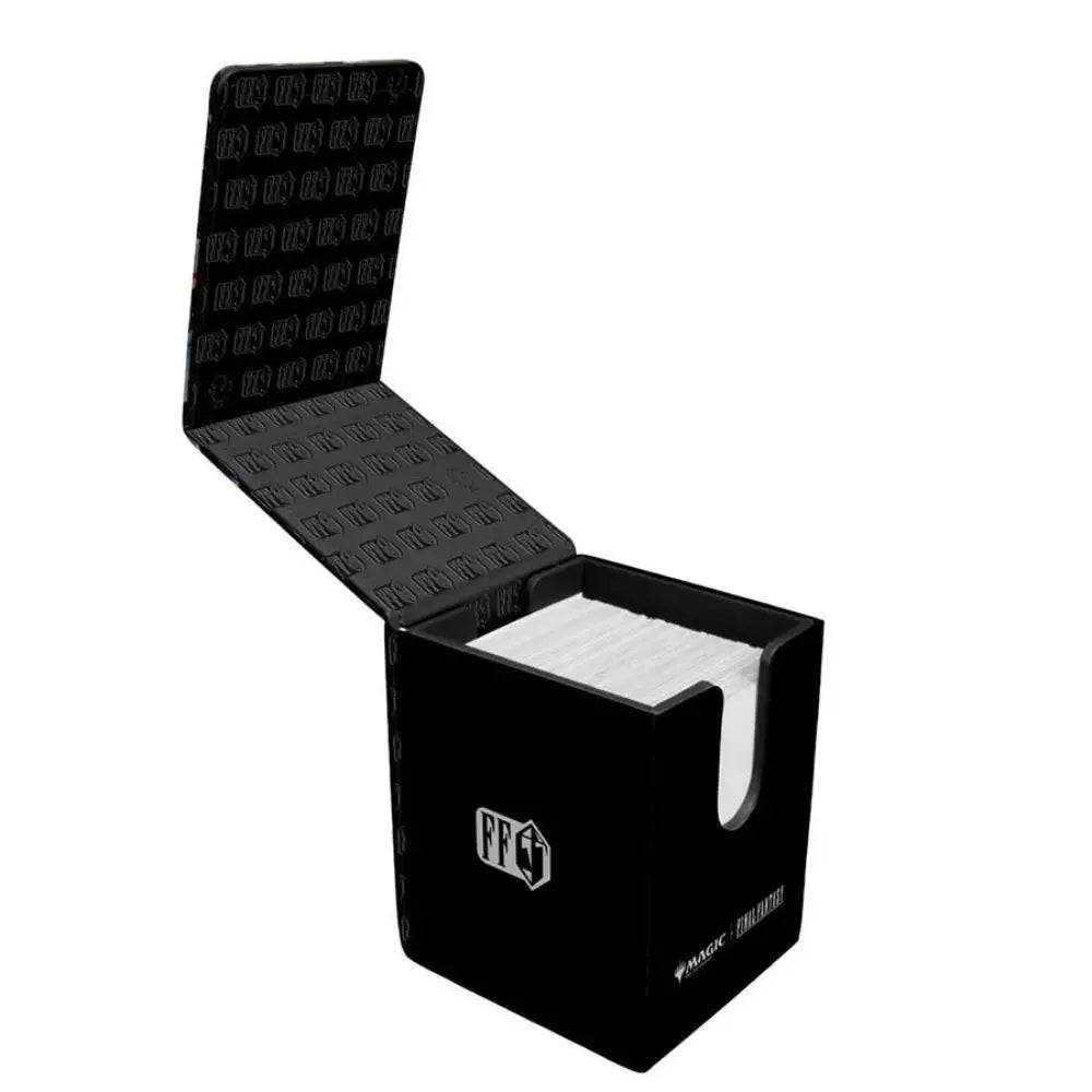 Black magic the gathering deck box with hinged lid white compartments embossed logos ultra pro alcove flip mtg final fantasy