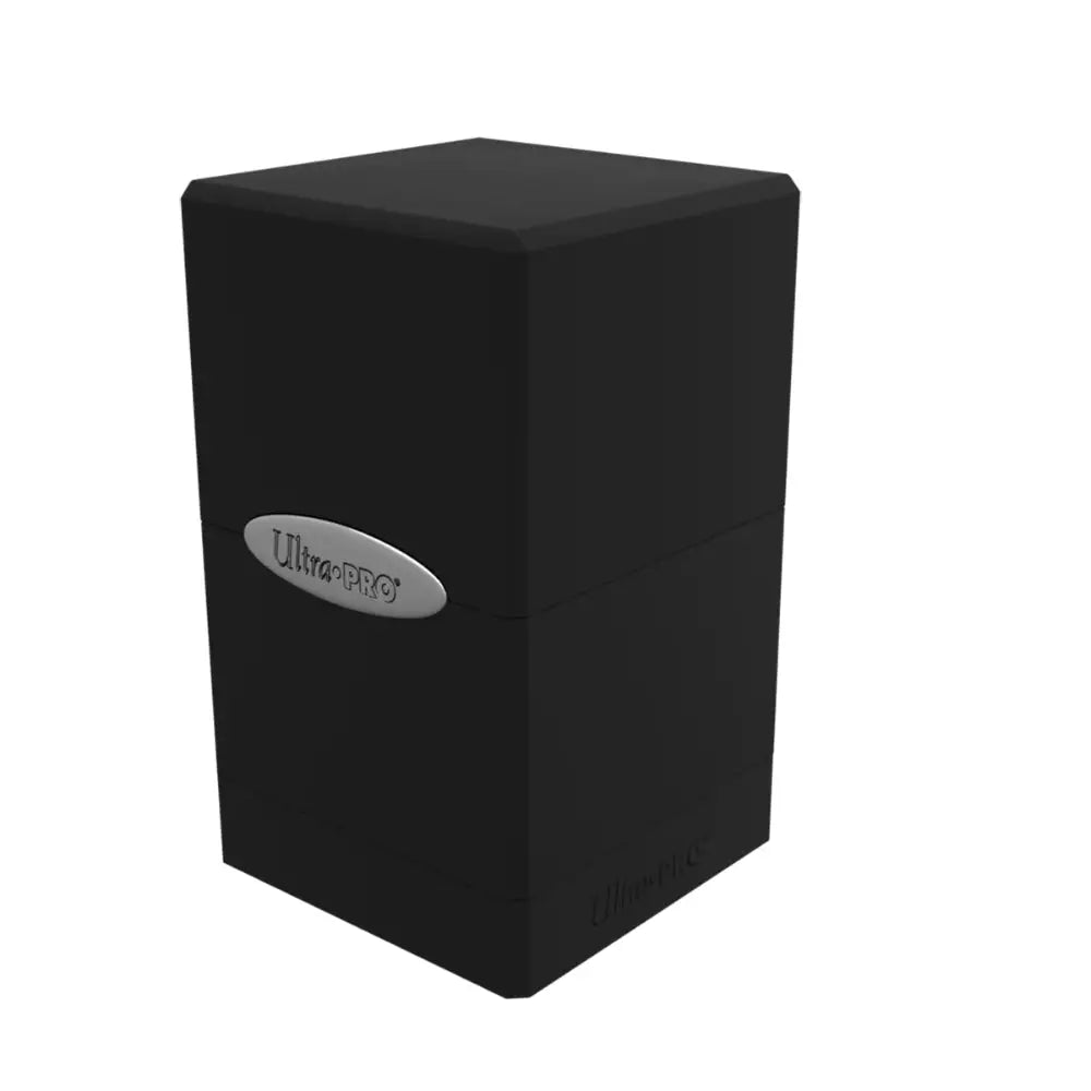 Ultra pro satin deck box black with sleek matte finish and silver oval logo for secure card storage