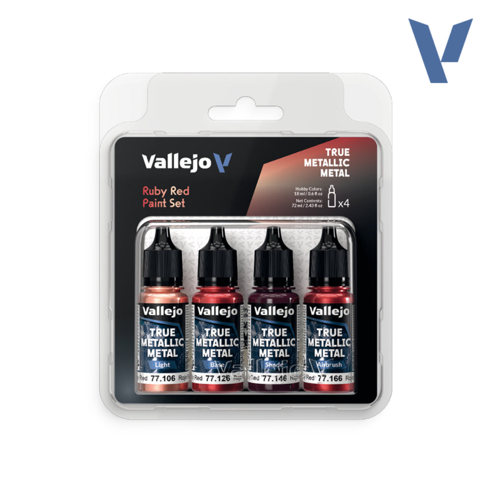 Vallejo True Metallic Paints: Ruby Red Set (4) - Paint & Tools
