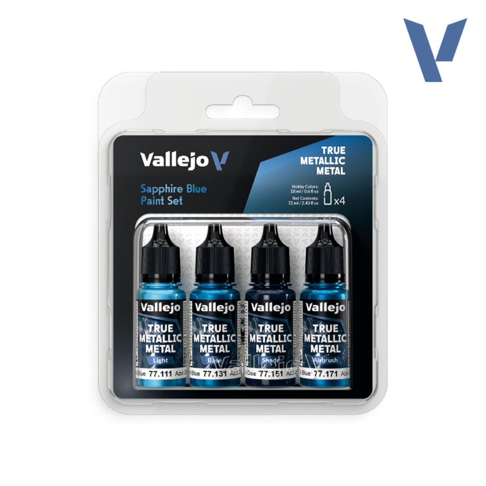 Vallejo True Metallic Paints: Sapphire Blue Set (4) - Paint & Tools