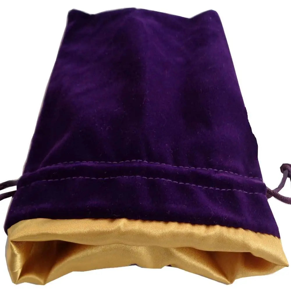 Velvet Dice Bag with Satin Lining Large Dice & Dice Supplies Metallic Dice Games Purple with Gold Lining  