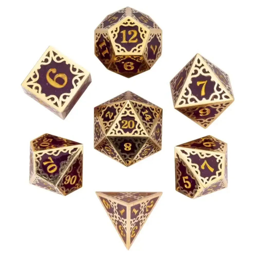 Victorious Vines Resin with Metal Gilding Polyhedral (D&D) Dice Set (7) - Dice & Dice Supplies