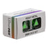 Green translucent heavy metal d20 dice set displayed in a white ultra pro storage box for tabletop gaming