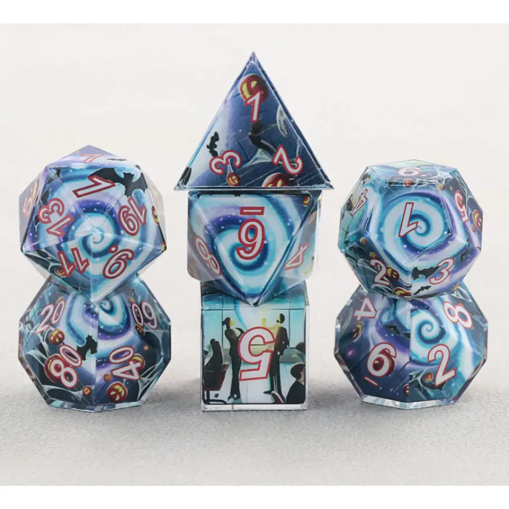 Vortex Dreamland Sharp Edge Resin Polyhedral (D&D) Dice Set (7) - Dice & Dice Supplies