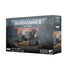 Warhammer 40,000 astra militarum artillery team box with detailed grey resin artillery piece and soldiers in tactical gear