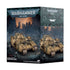 Tan-painted astra militarum baneblade tank miniature from warhammer 40,000 showing detailed back side features