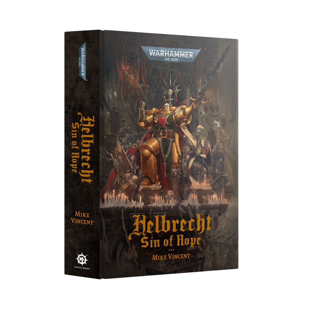 Warhammer 40,000 Black Library helbrecht sin of hope hardcover book with golden-armored warrior illustration on cover