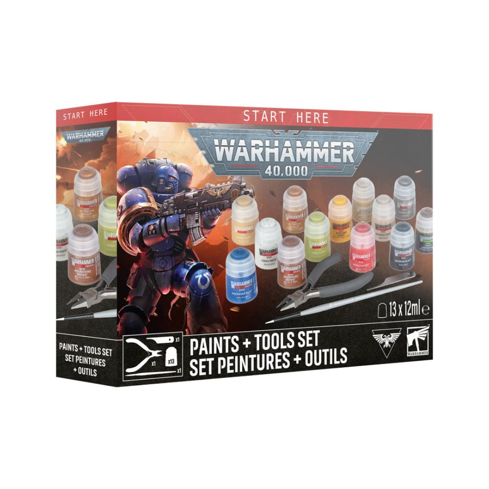 Warhammer 40,000 Paints + Tools Set - Miniatures Games