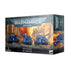 Warhammer 40000 space marines outriders blue-painted miniature figures in boxed set for tabletop gaming