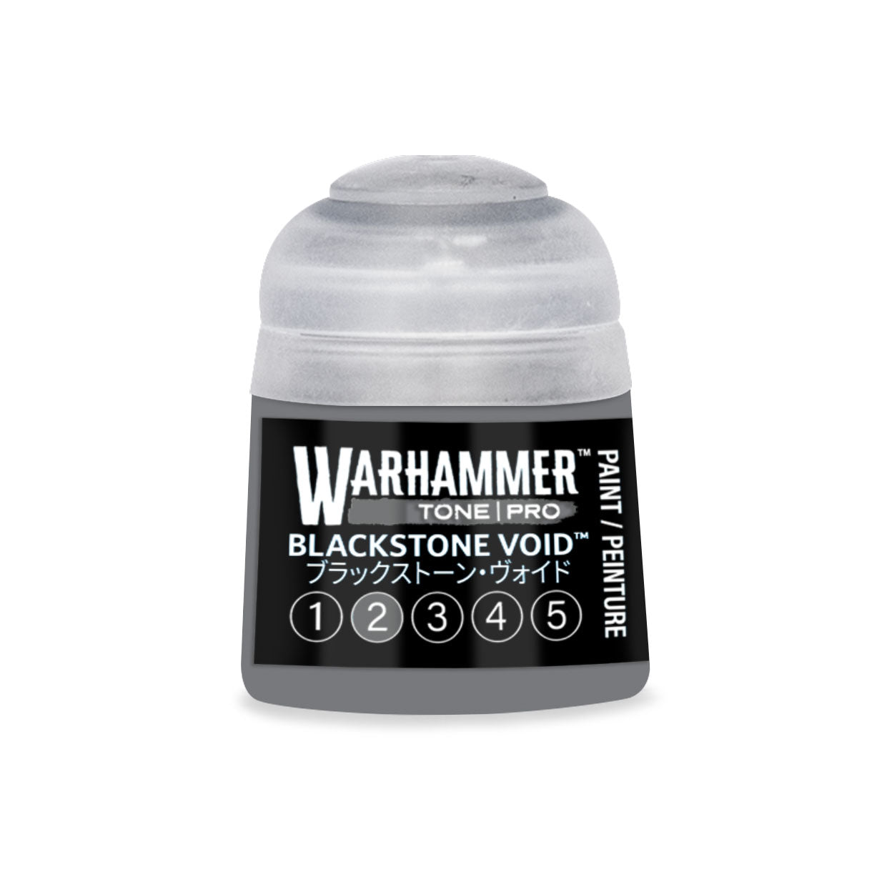 Warhammer tone pro blackstone void 12ml paint in a clear plastic bottle with black label and white text