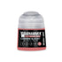 A small cylindrical bottle of Warhammer Tone Pro Carmine Blades 12ml paint with a clear cap and black label