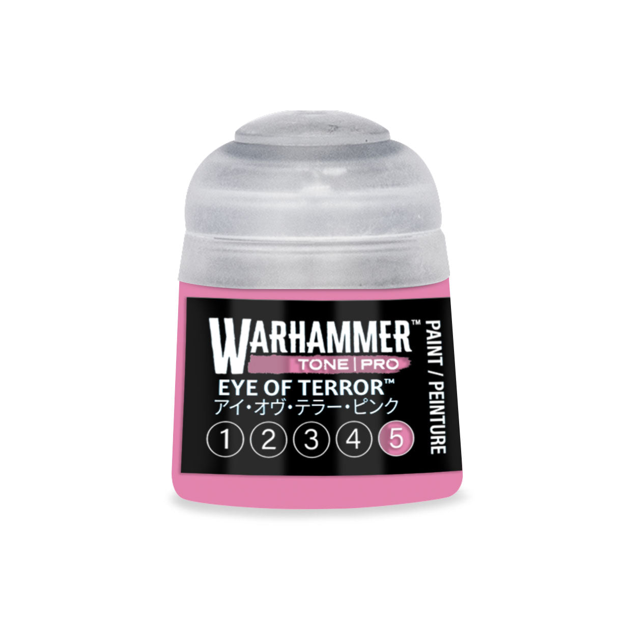 Warhammer Tone Pro Eye of Terror 12ml paint bottle in pink warhammer tone with clear plastic cap for miniature painting