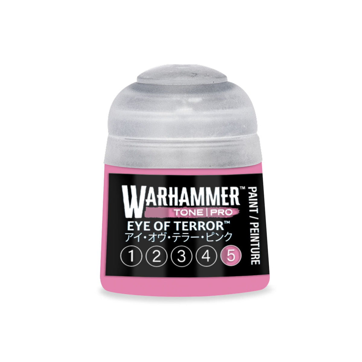 Warhammer Tone Pro Eye of Terror 12ml paint bottle in pink warhammer tone with clear plastic cap for miniature painting
