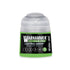 A small cylindrical bottle of Warhammer Tone Pro paint in lustria green with a clear plastic cap and vibrant green label